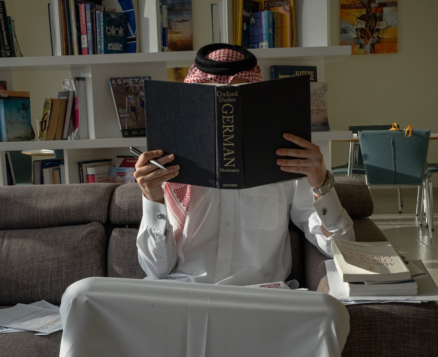 A young Omani student reading and exploring