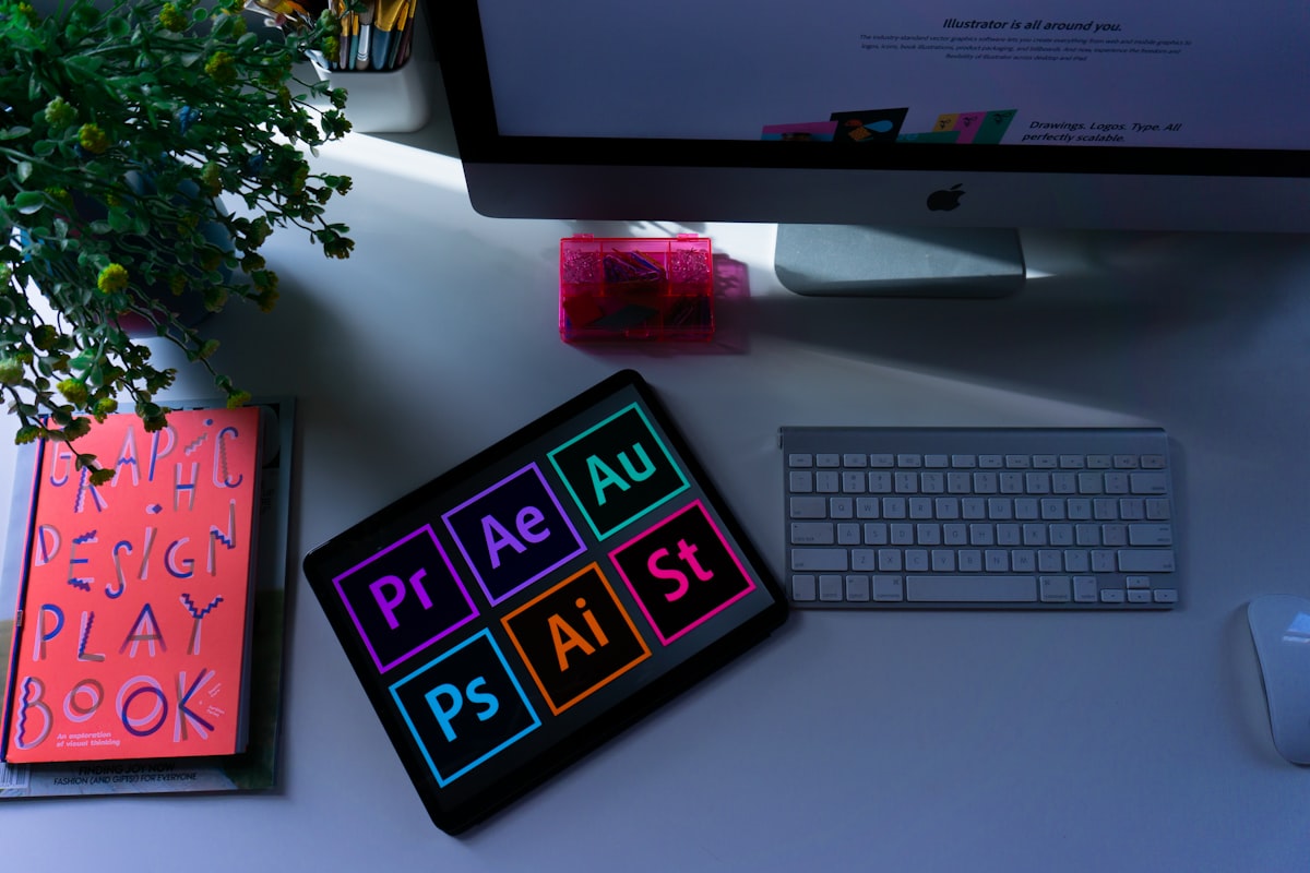 Creative design software on a laptop