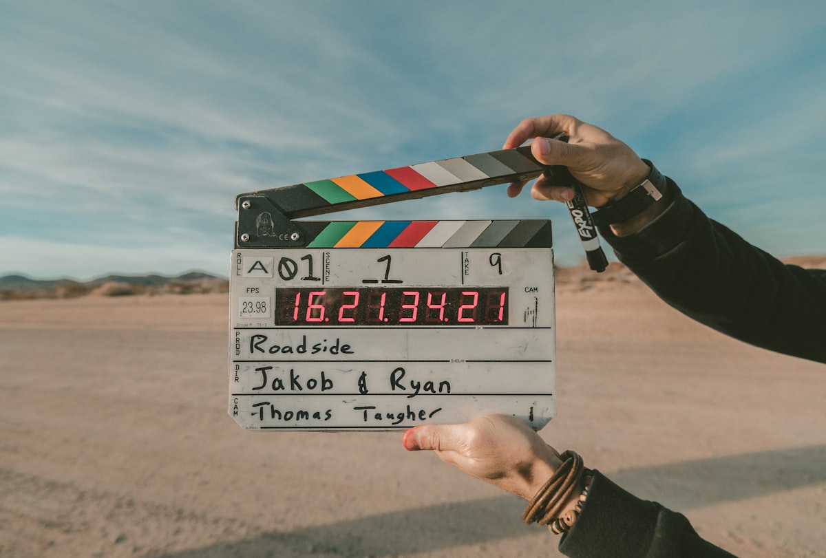 A film clapperboard for video production